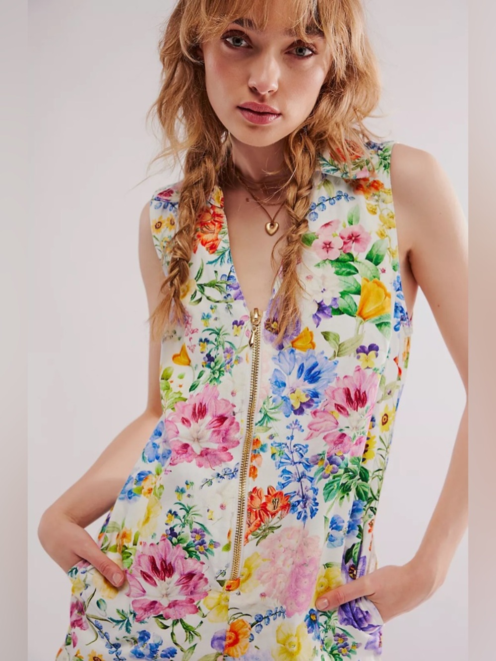 Show Me Your MuMu ivory botanical reno romper sz M - Picture 3 of 8